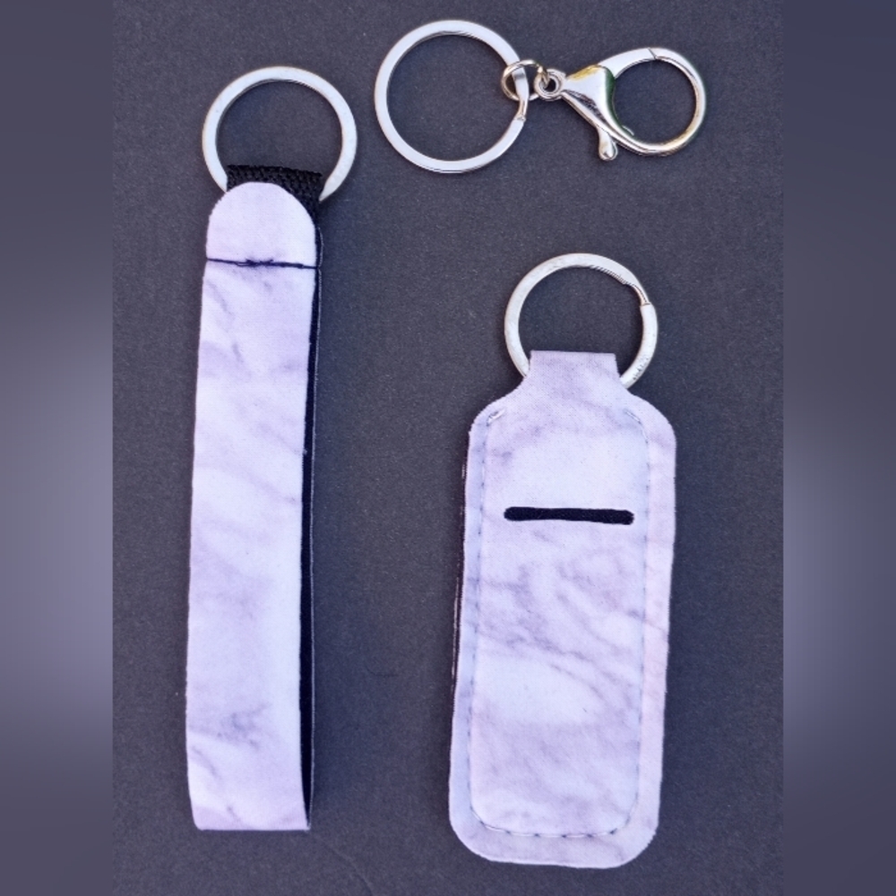 5 for $25  Wrist Strap Lip Balm Holder Keychain Lipstick Tie Dye Purple